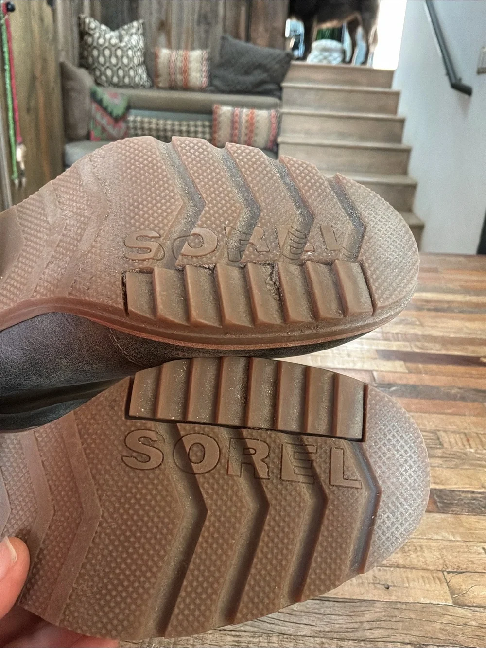 Sorel Gray Leather Ankle Booties with Stacked Heel